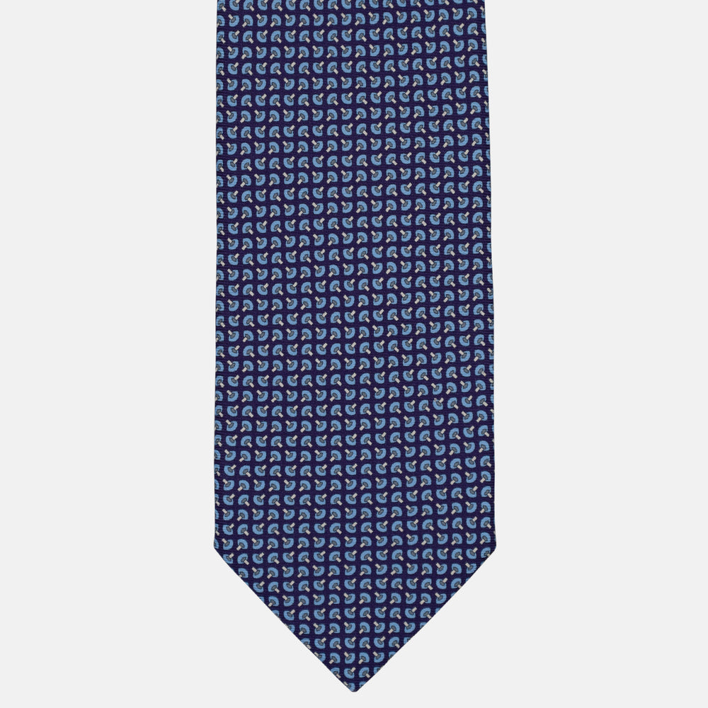 3-Fold Silk Tie, Geometric Pattern, Purple Grey - 2955