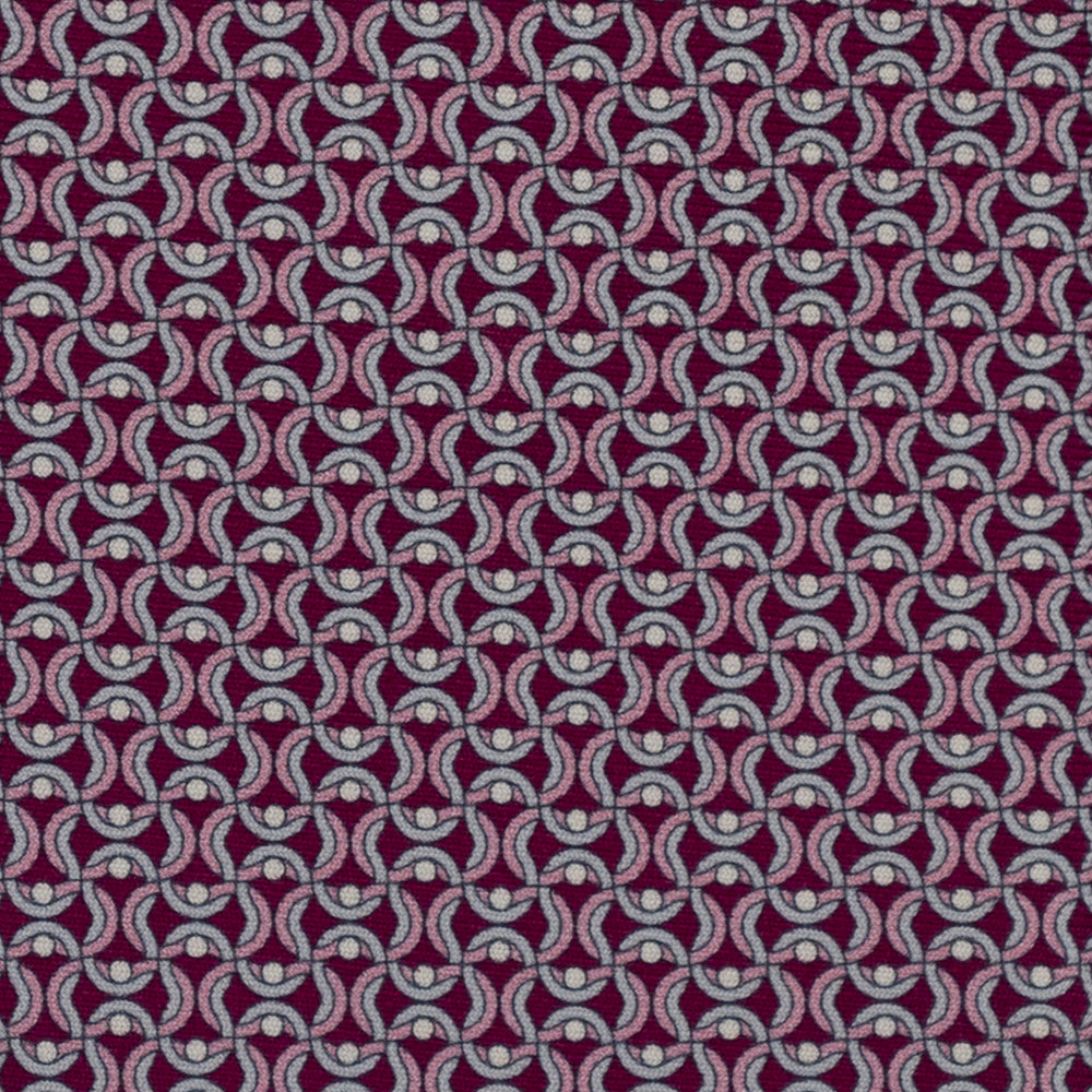 3-Fold Silk Tie, Geometric Chain Pattern, Light Blue Bordeaux - 2967
