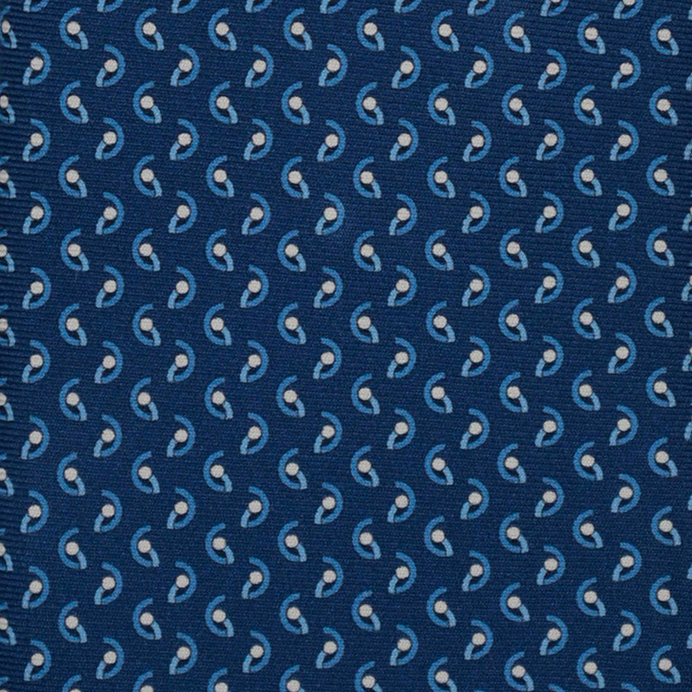 3-Fold Silk Tie, Micro Geometric Pattern, Light Blue - 2975