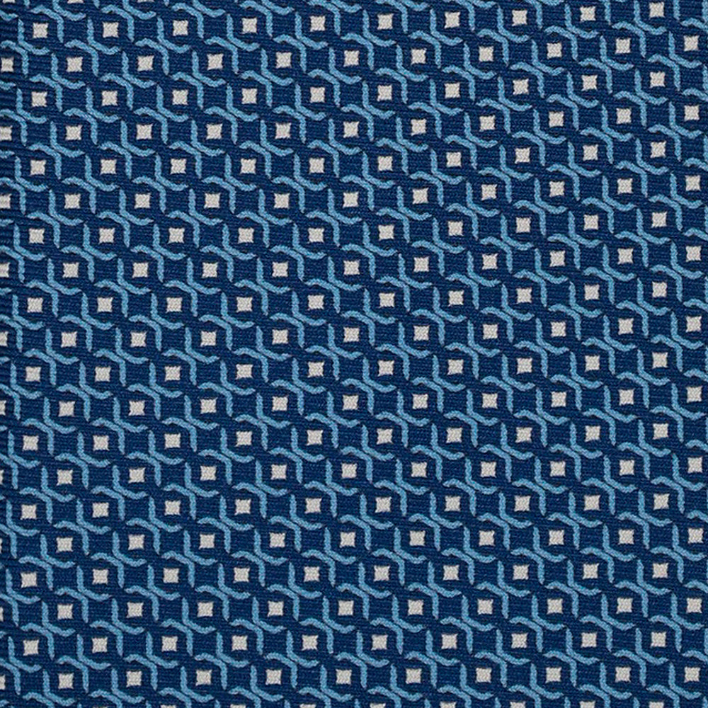 3-Fold Silk Tie, Micro Geometric Pattern, Light Blue - 2977