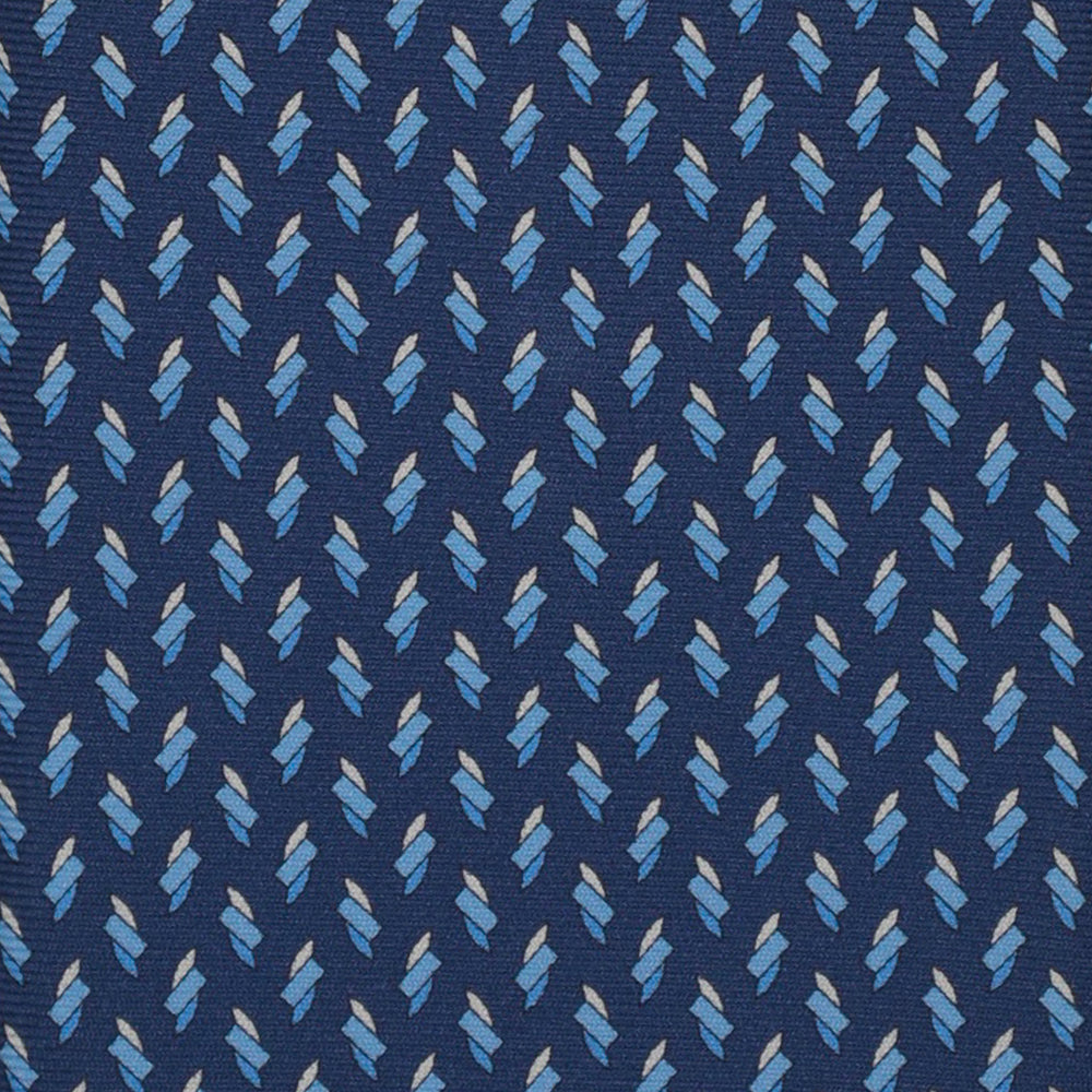 3-Fold Silk Tie, Micro Geometric Pattern, Light Blue - 2979
