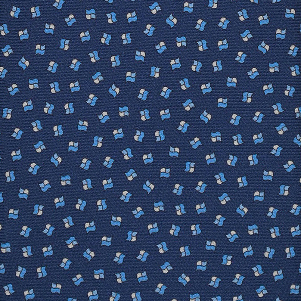 3-Fold Silk Tie, Micro Geometric Pattern, Light Blue - 2981