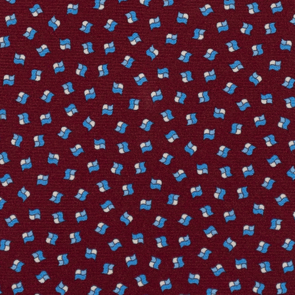 3-Fold Silk Tie, Geometric Pattern, Light Blue Bordeaux - 2984