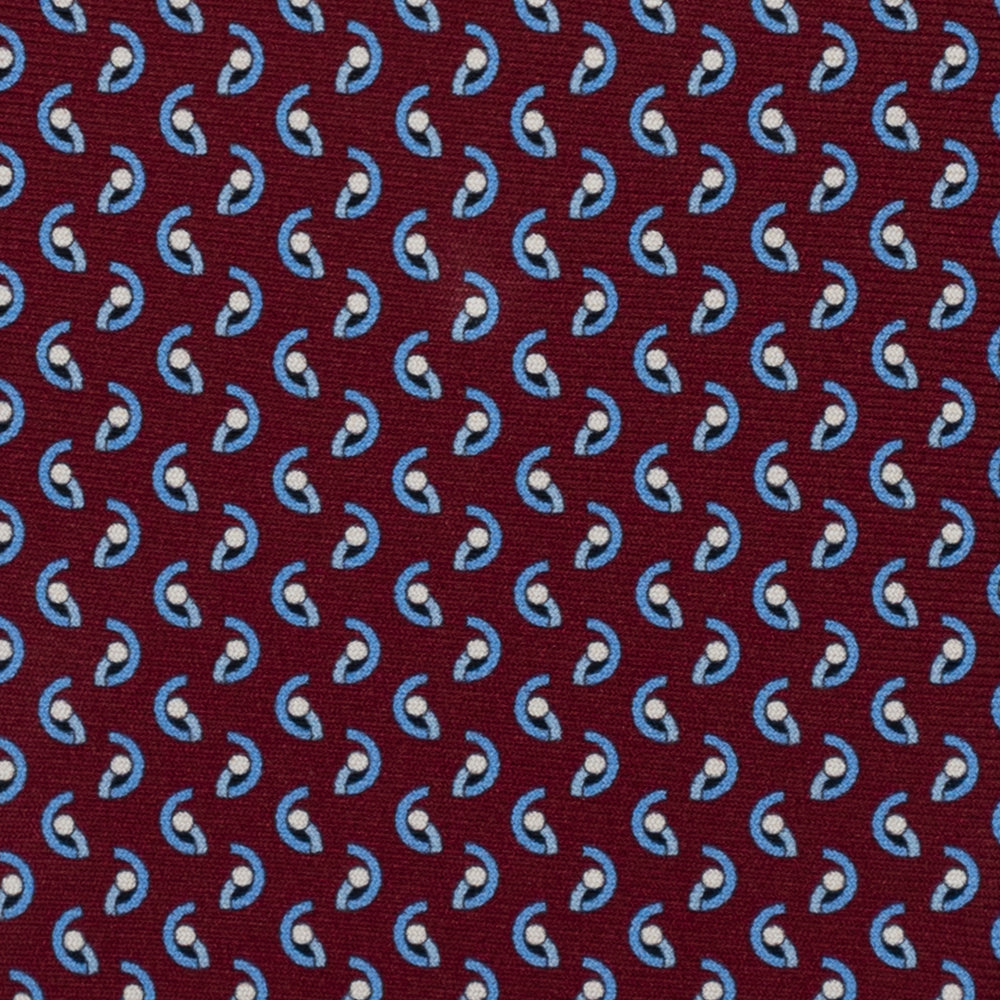 3-Fold Silk Tie, Geometric Pattern, Light Blue Bordeaux - 2997