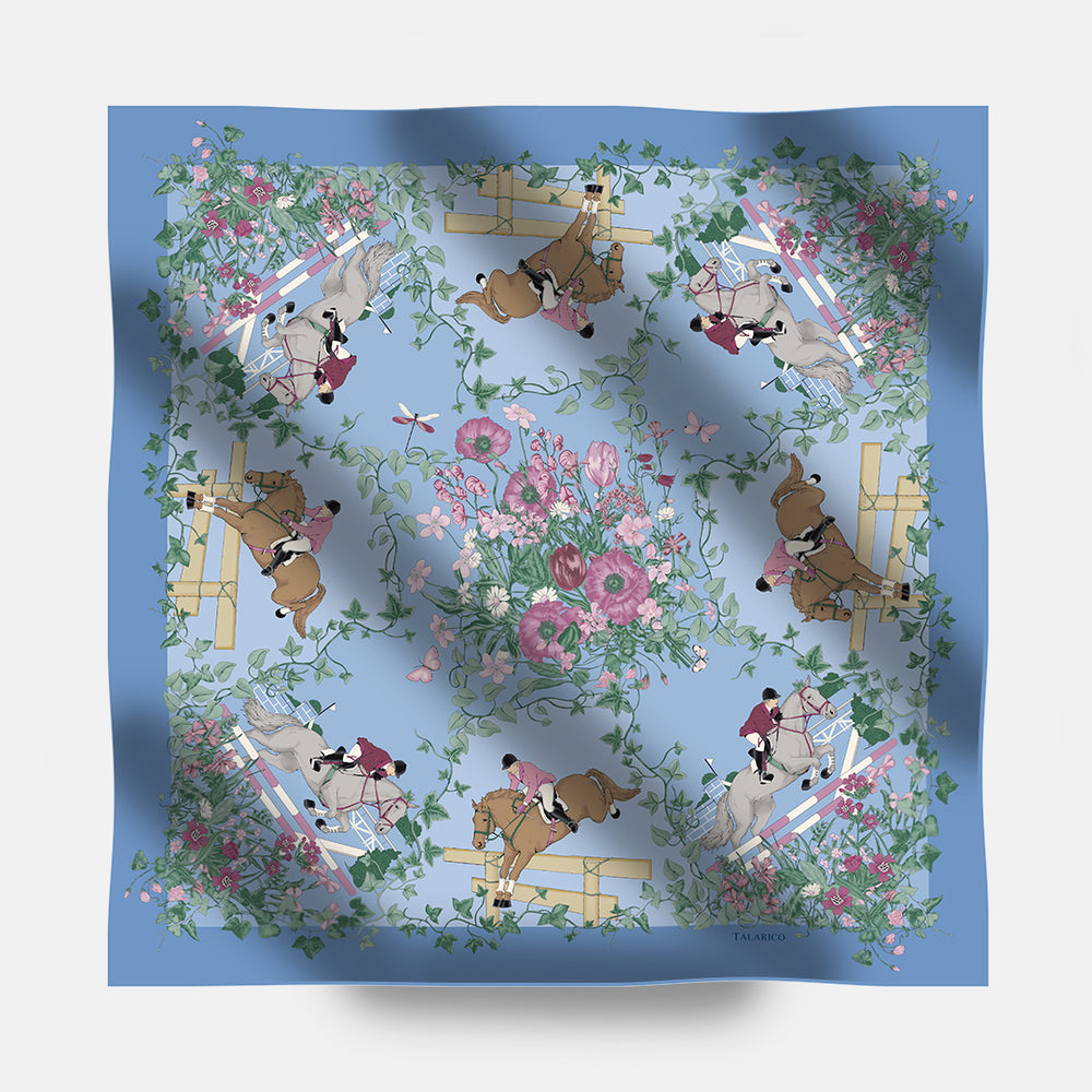 90 Twill Silk Scarf Equestrian Garden