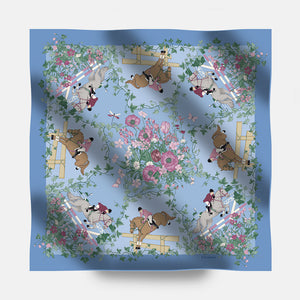 90 Twill Silk Scarf Equestrian Garden