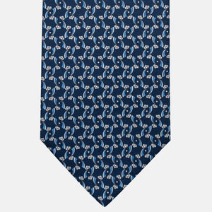 3-Fold Silk Tie, Floral Pattern, Blue and Grey - JA056337-2