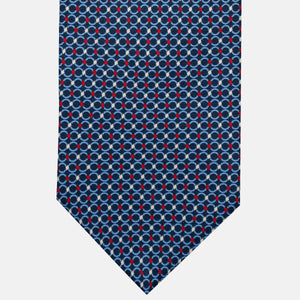 3-Fold Silk Tie, Chain Pattern, Blue and Red - JA057080-2