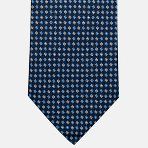 3-Fold Silk Tie, Micro Pattern, Blue and Grey - JA056673-2