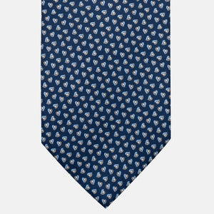 3-Fold Silk Tie, Micro Pattern, Blue and Grey - JA056125-2