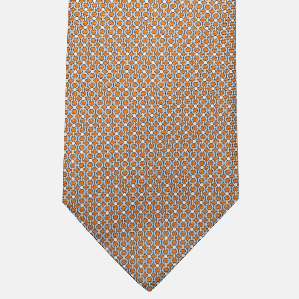 3-Fold Silk Tie, Chain Pattern, Yellow - JA056672-2