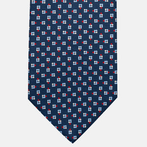 3-Fold Silk Tie, Floral Pattern, Blue and Red - JA057247-2