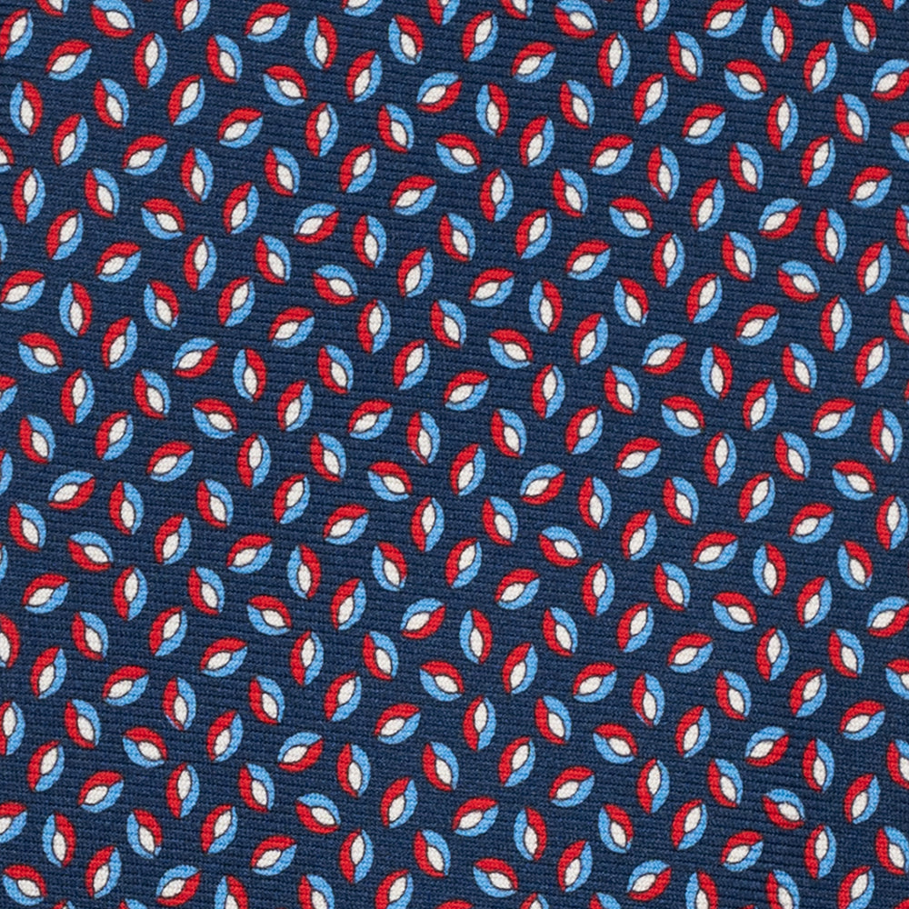 3-Fold Silk Tie, Micro Pattern, Blue and Red - JA056126-2