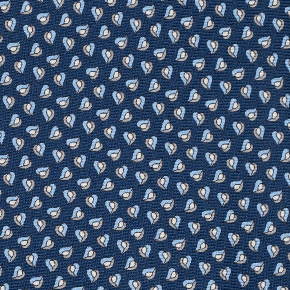 3-Fold Silk Tie, Micro Pattern, Blue and Grey - JA056125-2