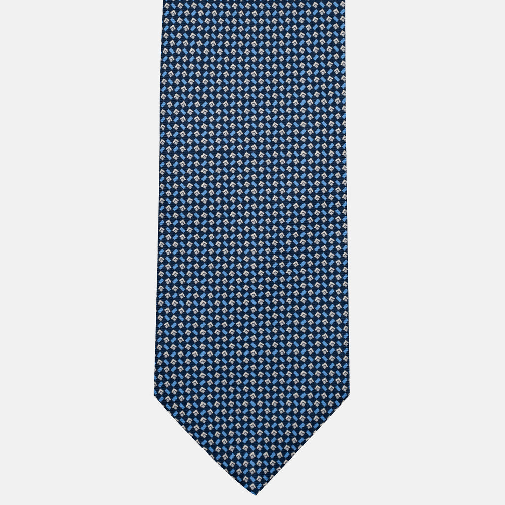 Cravatta 3 pieghe in Seta, Micro Fantasia, Blu Grigio - JC056124-2