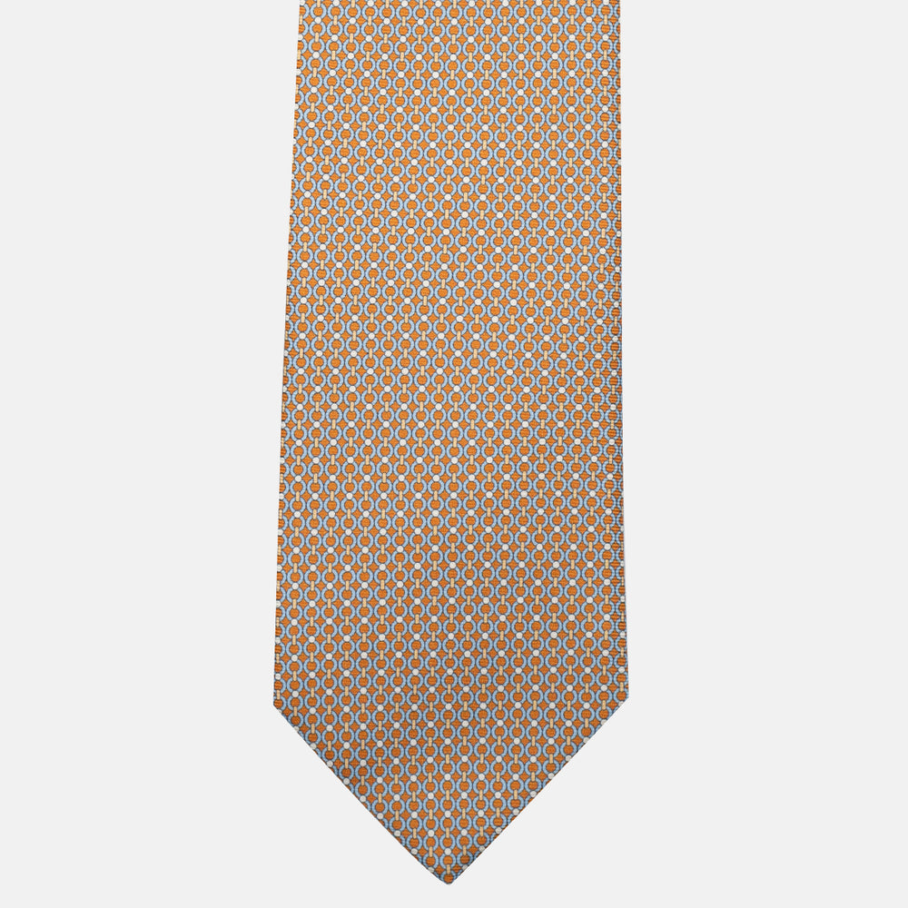 3-Fold Silk Tie, Chain Pattern, Yellow - JA056672-2