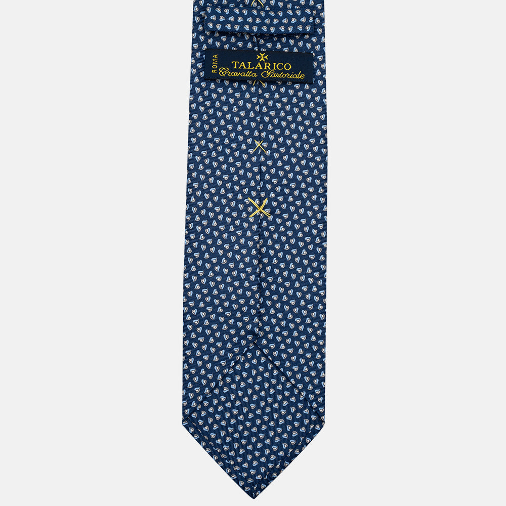 3-Fold Silk Tie, Micro Pattern, Blue and Grey - JA056125-2