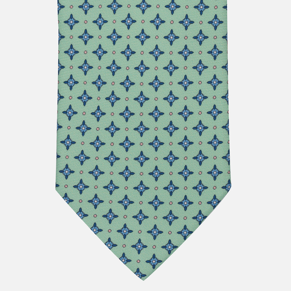 1999 Collection Tie in Floral Pattern Sky Blue Silk