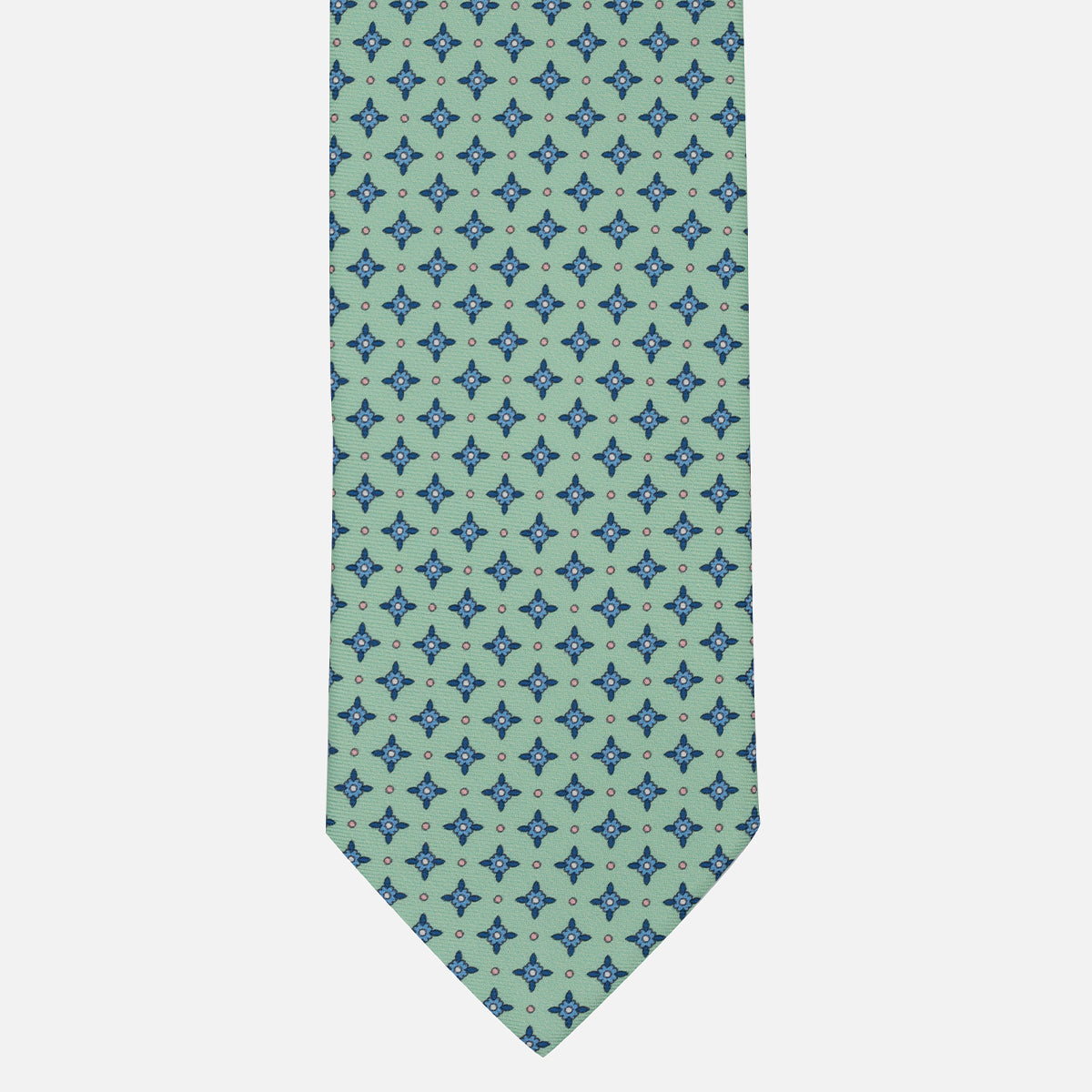 Cravatta Collezione 1999 in Seta Twill Fantasia Floreale Verde Celeste