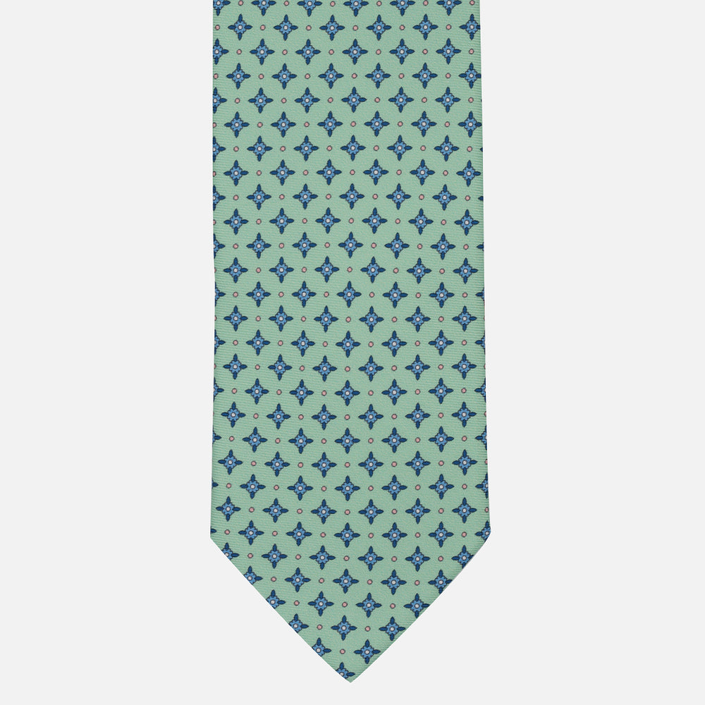 1999 Collection Tie in Floral Pattern Sky Blue Silk