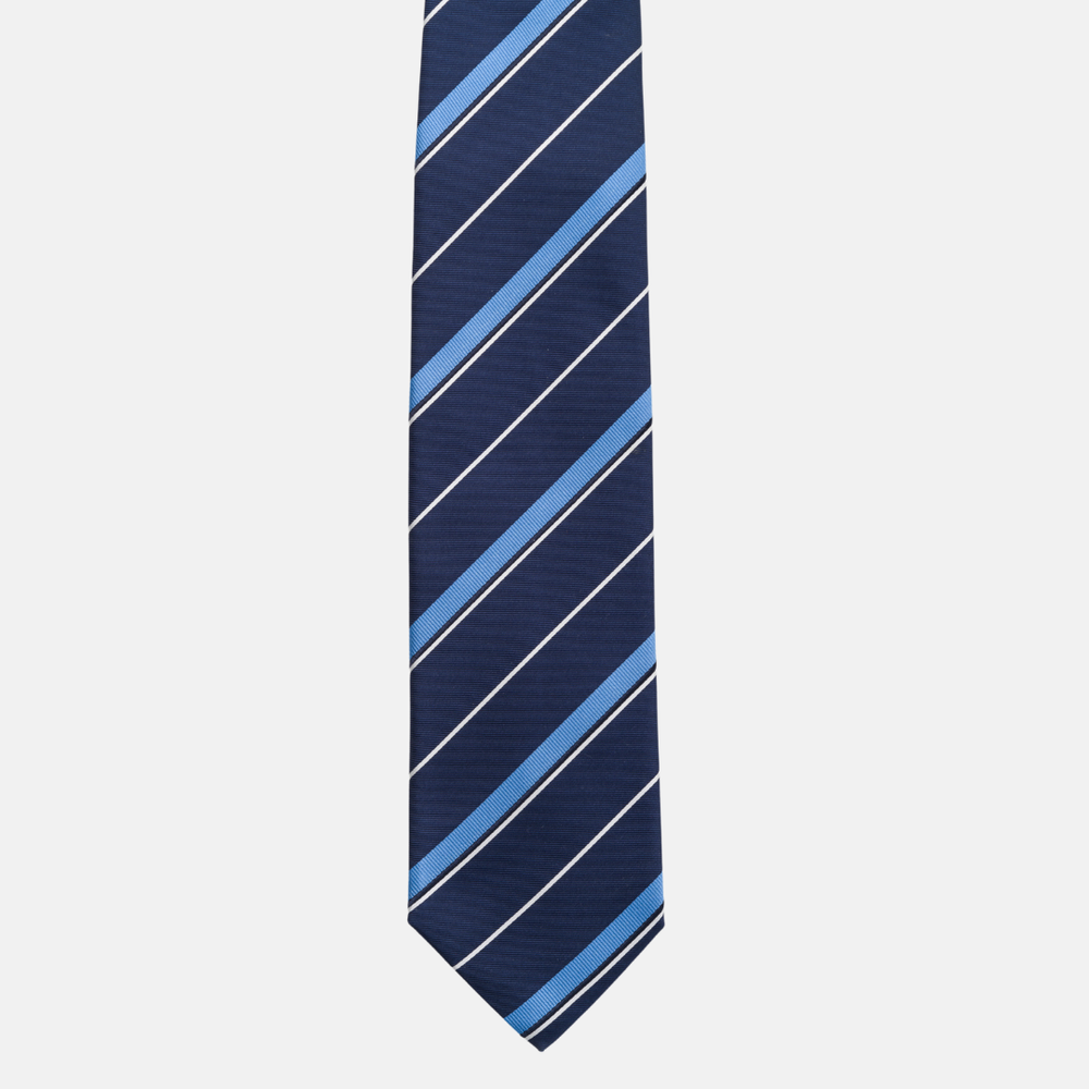 1999 Collection Heavy Silk Blue Tie with Stripes