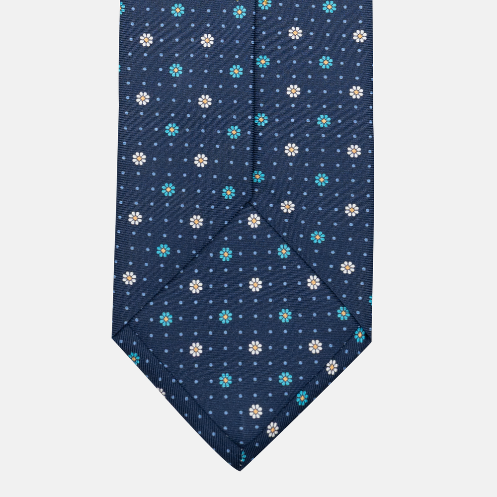 Cravatta Collezione 1999 in Seta Twill Fantasia Floreale, Blu Celeste