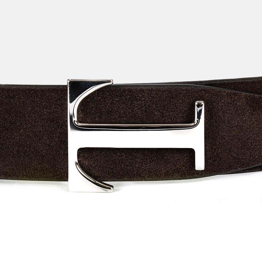 Ceinture à boucle en T en cuir Nabuk