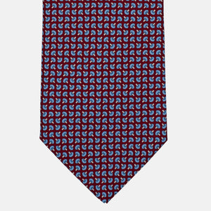 3-Fold Silk Tie, Micro Geometric Pattern, Light Blue Bordeaux - 3001
