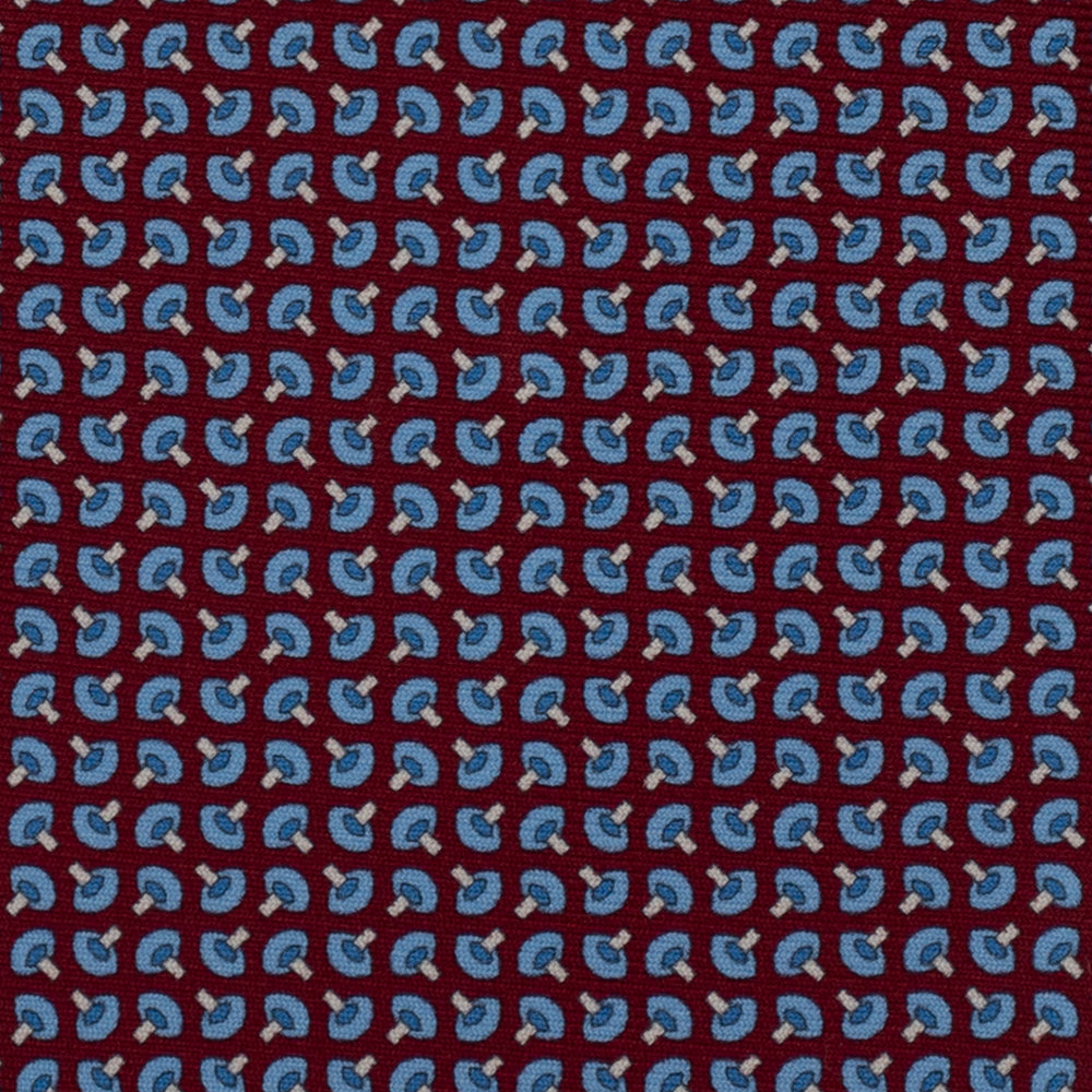 3-Fold Silk Tie, Micro Geometric Pattern, Light Blue Bordeaux - 3001