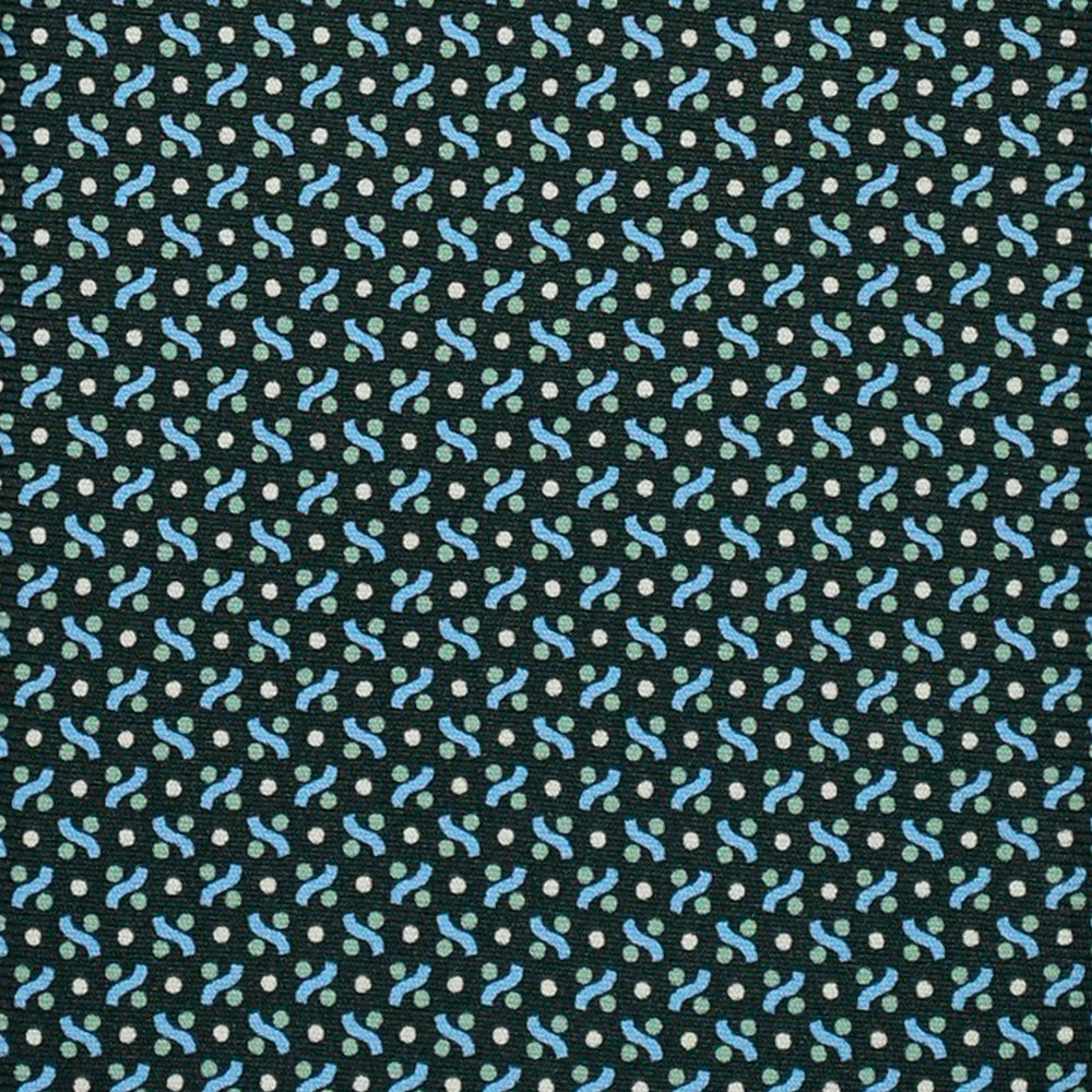 3-Fold Silk Tie, Micro Pattern, Dark Green and Light Blue - 3018