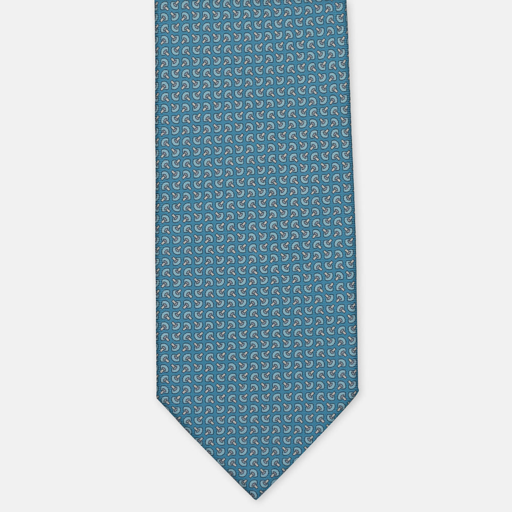 3-Fold Silk Tie, Micro Pattern, Tiffany Grey - 3022