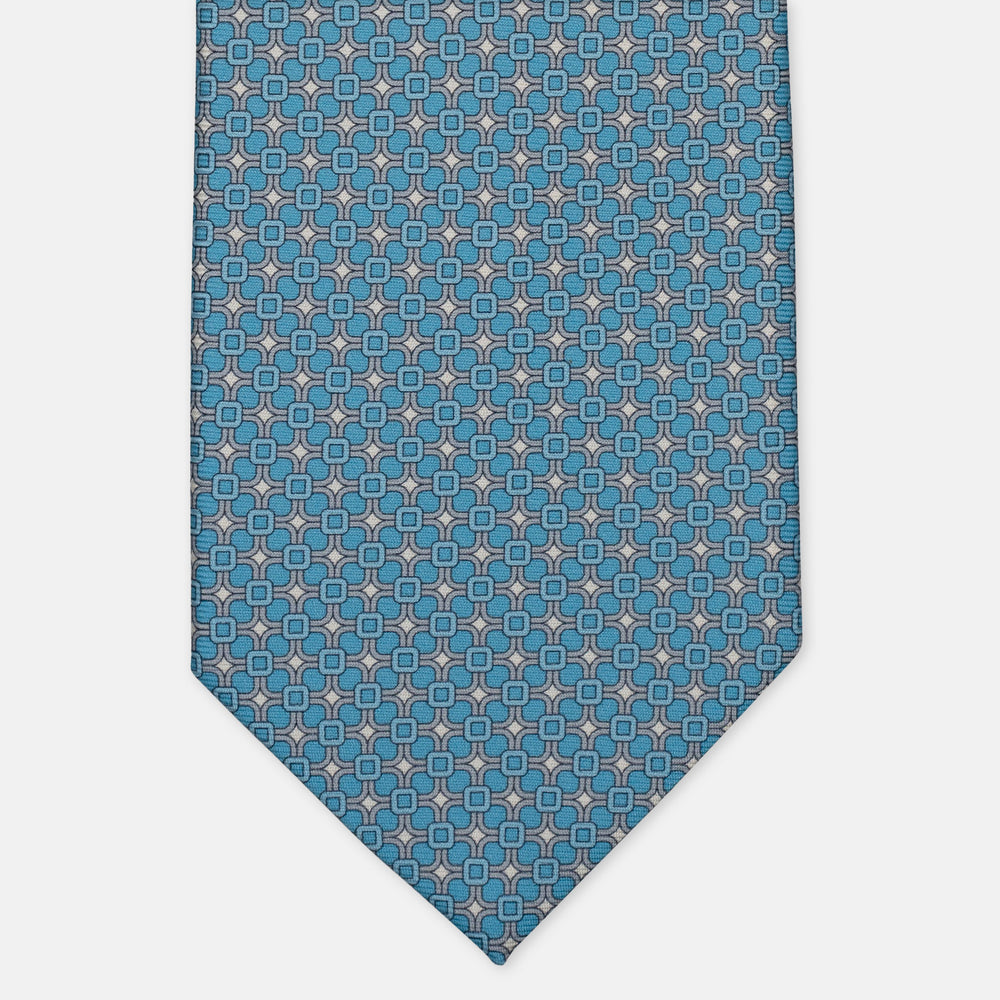 3-Fold Silk Tie, Geometric Pattern, Tiffany Gray - 3024