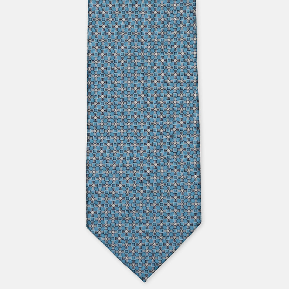 3-Fold Silk Tie, Geometric Pattern, Tiffany Gray - 3024