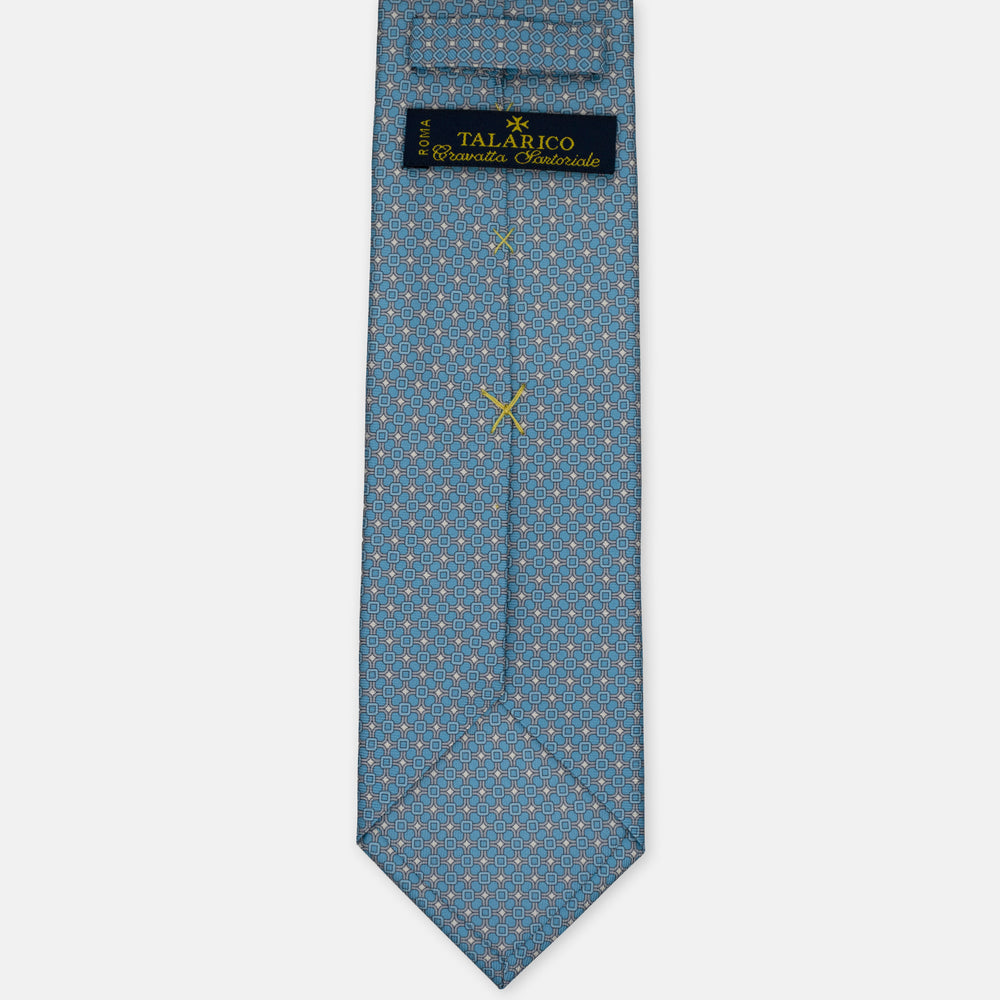 3-Fold Silk Tie, Geometric Pattern, Tiffany Gray - 3024