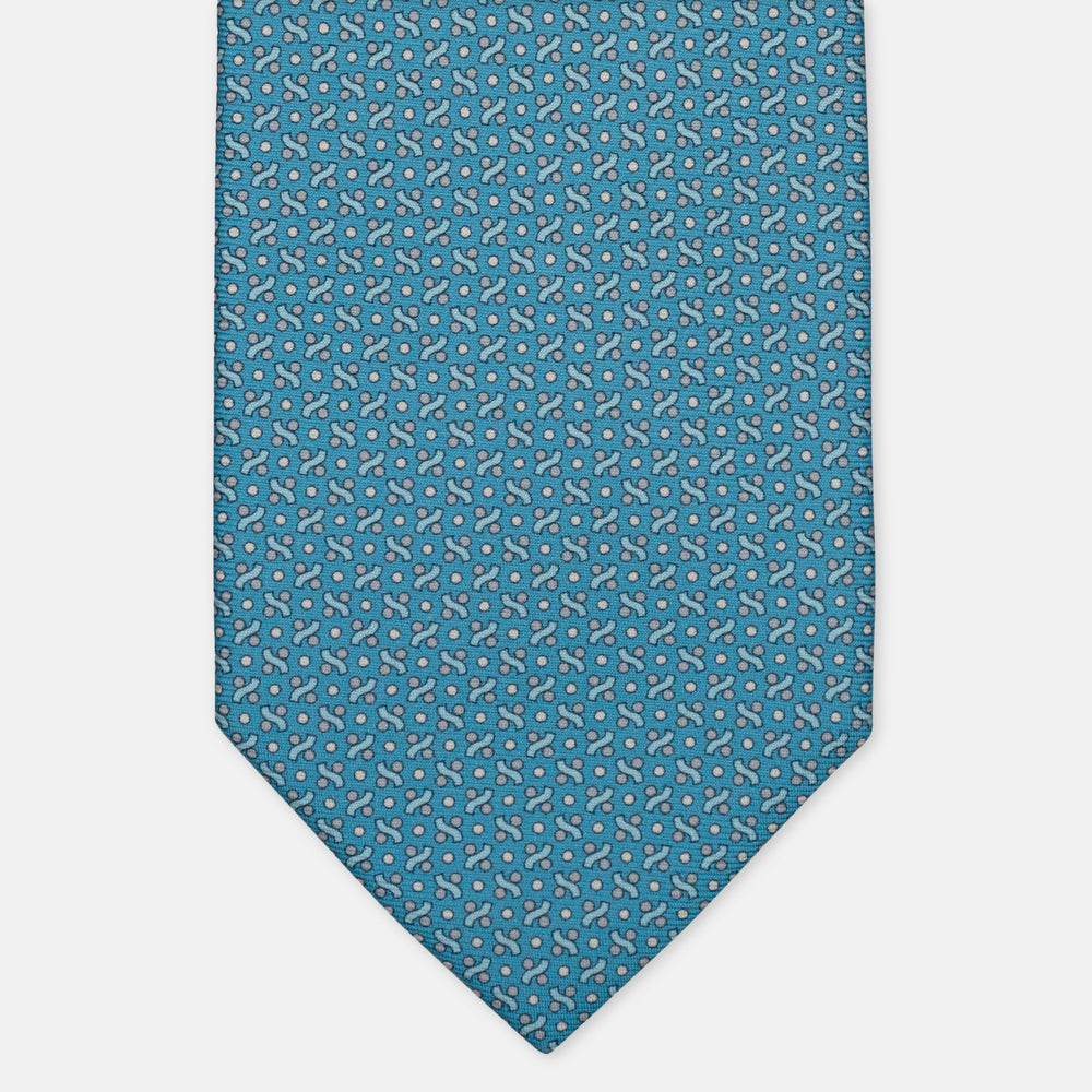 3-Fold Silk Tie, Micro Pattern, Tiffany Grey - 3026