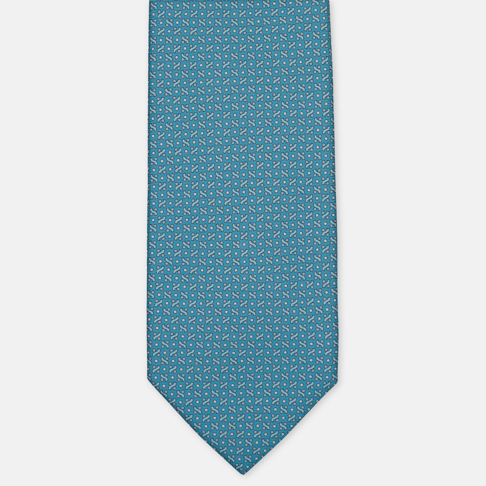 3-Fold Silk Tie, Micro Pattern, Tiffany Grey - 3026