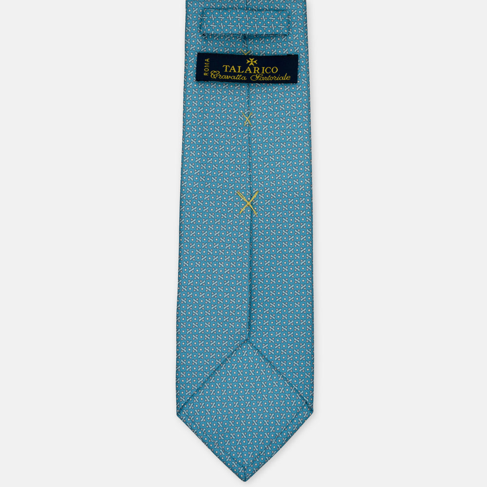 3-Fold Silk Tie, Micro Pattern, Tiffany Grey - 3026