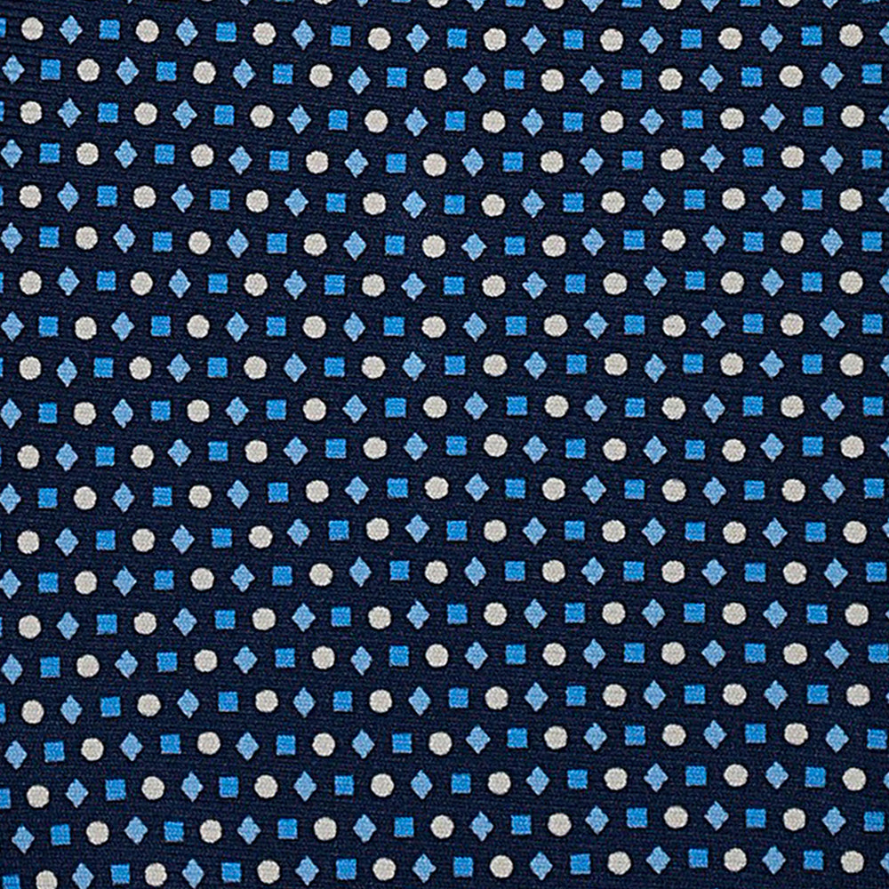 3-Fold Silk Tie, Micro Geometric Pattern, Light Blue - 3030