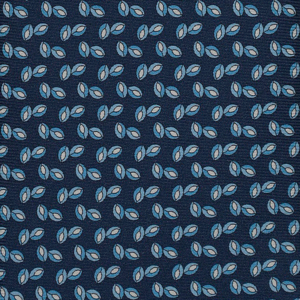 3-Fold Silk Tie, Floral Pattern, Light Blue - 3042
