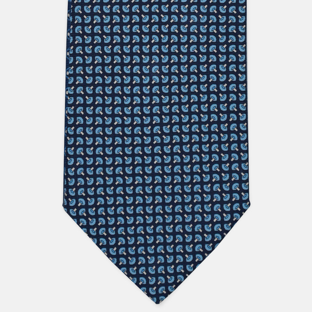 3-Fold Silk Tie, Micro Pattern, Light Blue - 3044
