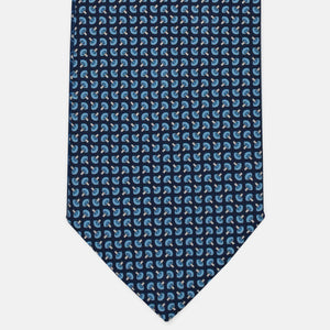 3-Fold Silk Tie, Micro Pattern, Light Blue - 3044