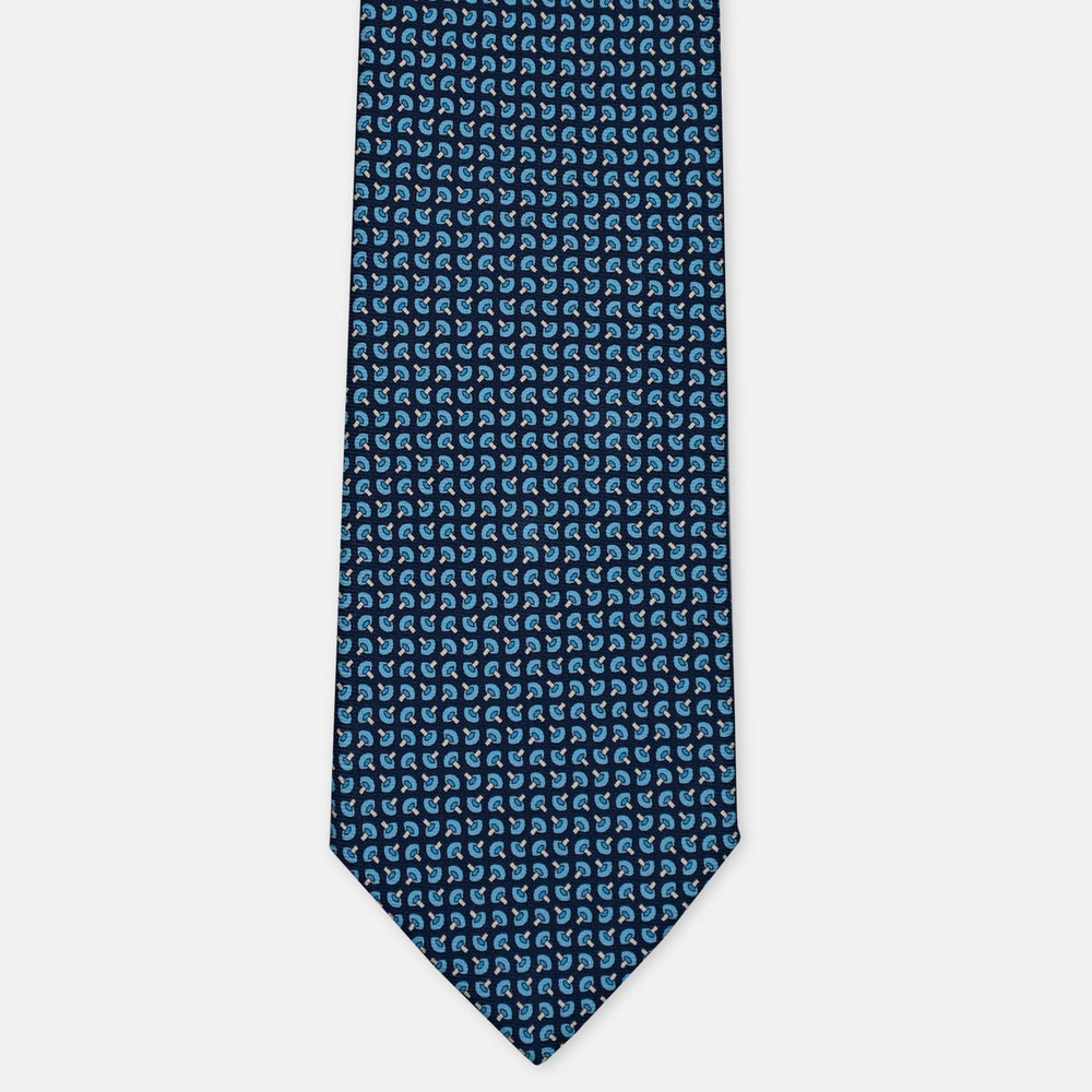3-Fold Silk Tie, Micro Pattern, Light Blue - 3044