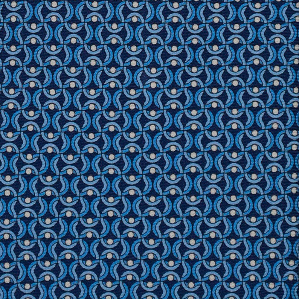 3-Fold Silk Tie, Geometric Chain Pattern, Light Blue - 3046