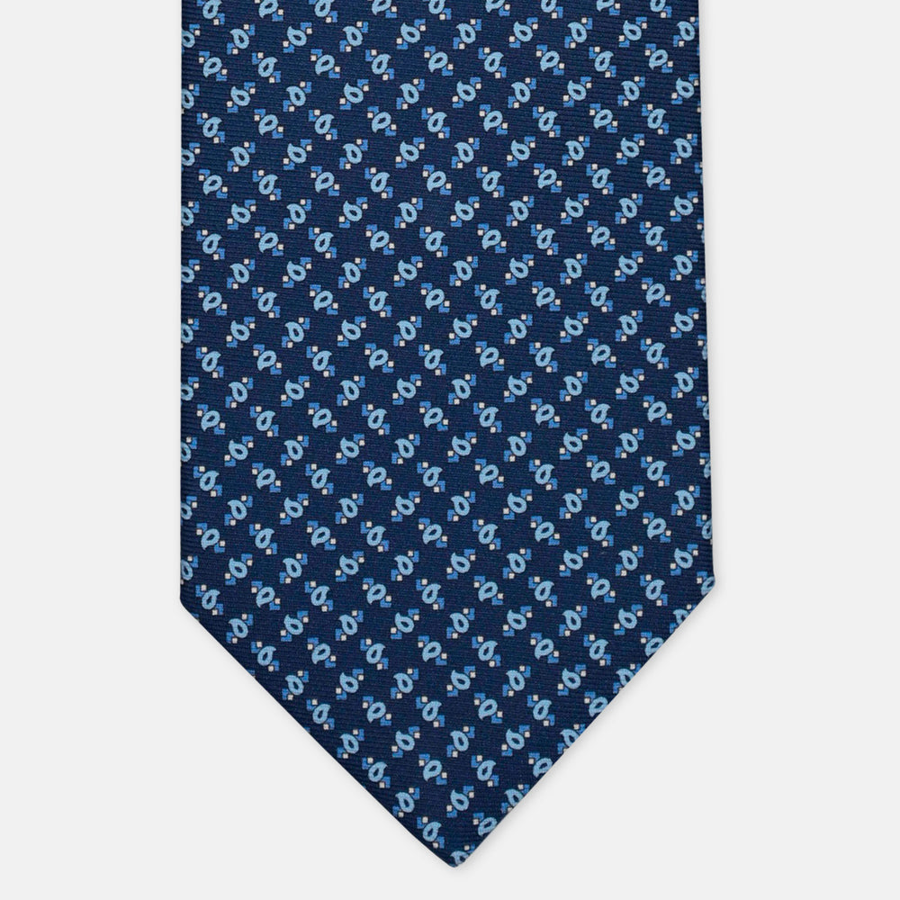 3-Fold Silk Tie, Micro Pattern, Light Blue - 3051