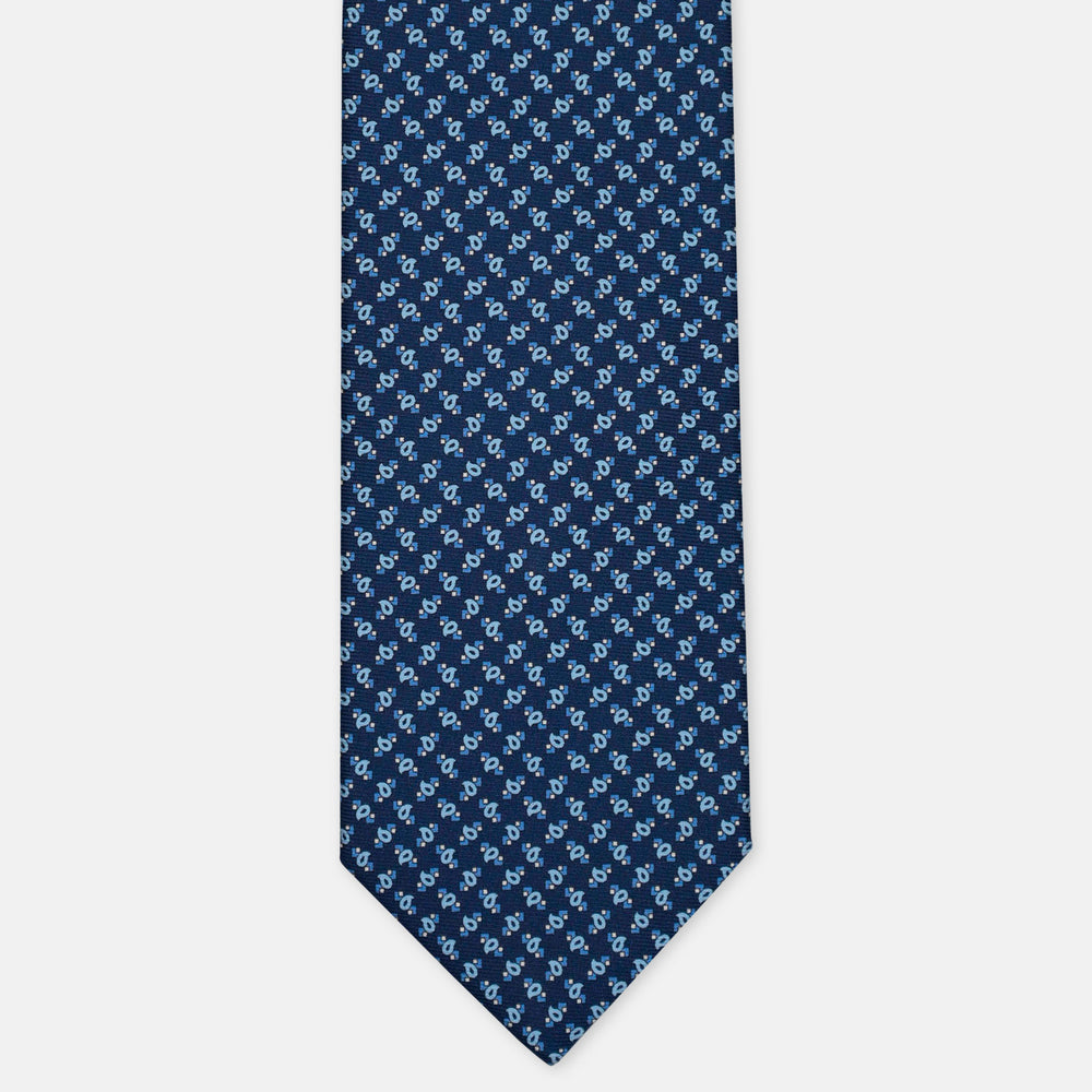 3-Fold Silk Tie, Micro Pattern, Light Blue - 3051