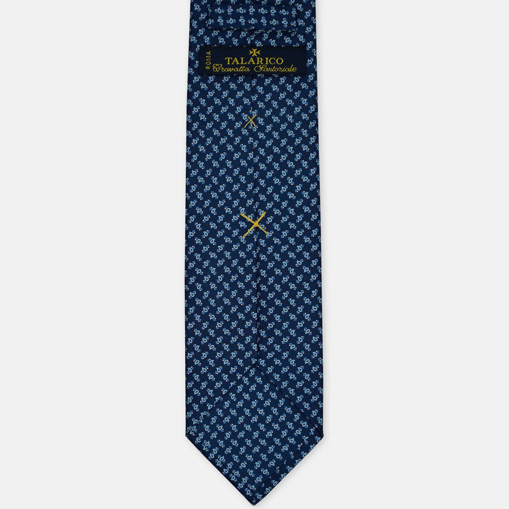 3-Fold Silk Tie, Micro Pattern, Light Blue - 3051