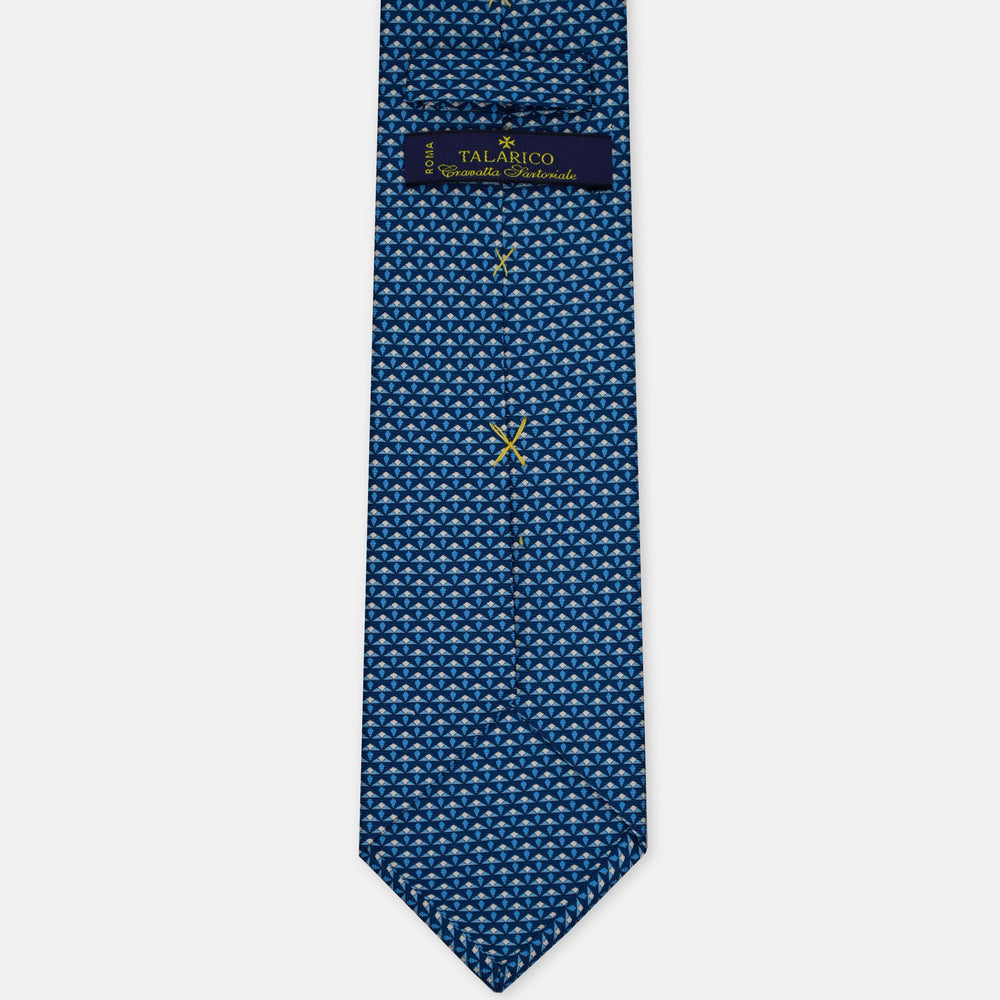 3-Fold Silk Tie, Micro Geometric Pattern, Light Blue - 3052