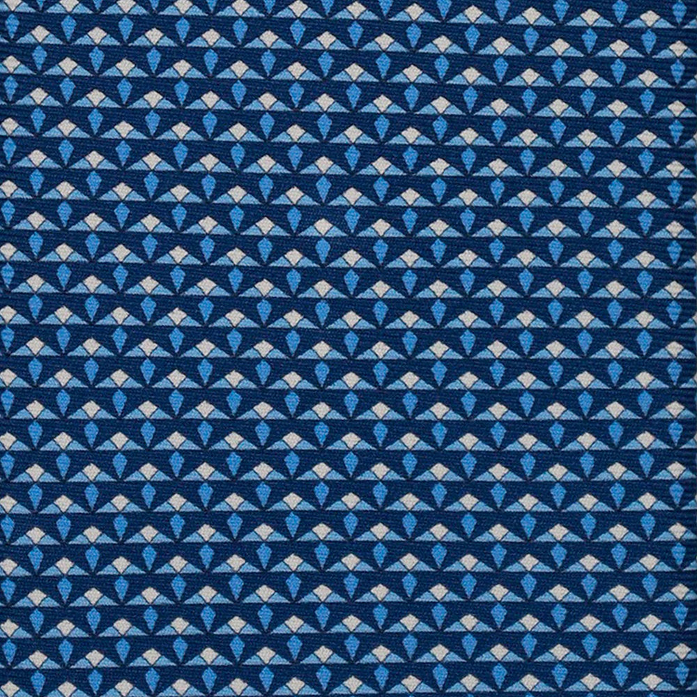 3-Fold Silk Tie, Micro Geometric Pattern, Light Blue - 3052