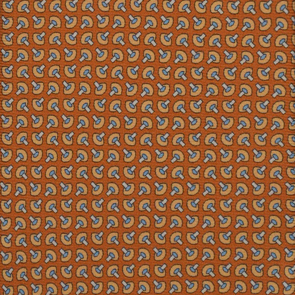 3-Fold Silk Tie, Micro Geometric Pattern, Light Blue Mustard - 3064