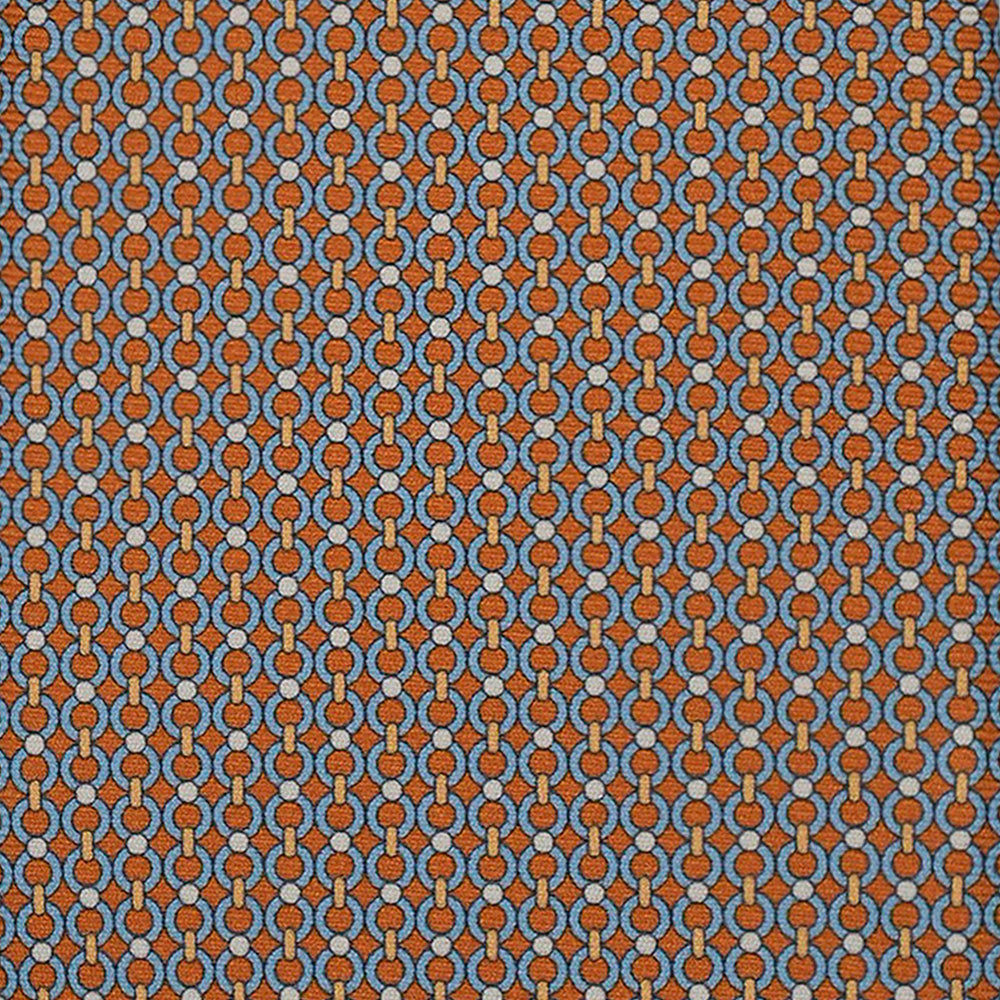 3-Fold Silk Tie, Micro Chain Pattern, Light Blue Mustard - 3067